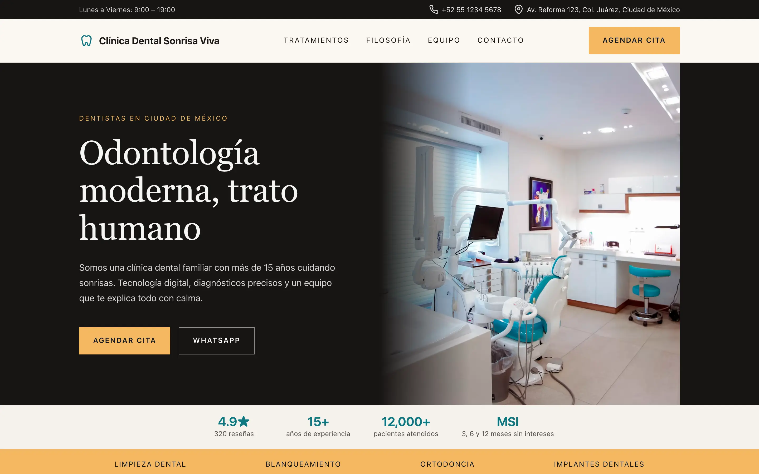 Vista previa del template Marfil